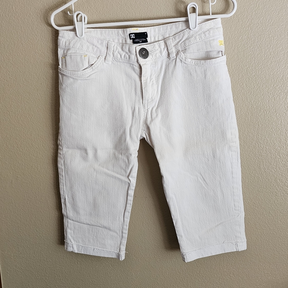 White Knee High Denim Shorts